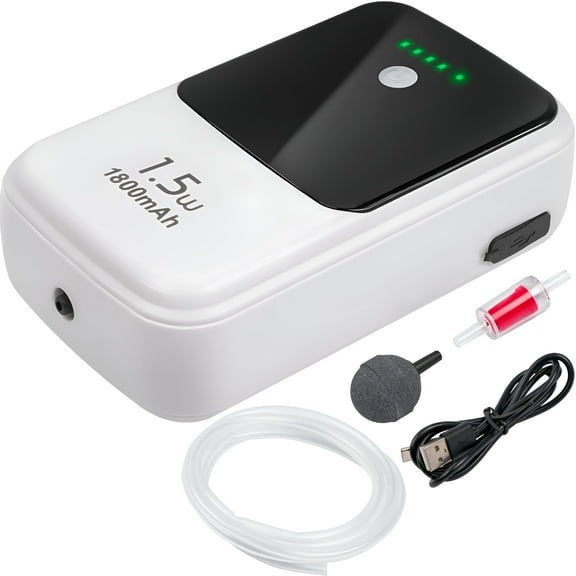 HIBIBUD Silent Dual Operating Mode Rechargeable Aerator for Fish, Large Capacity Aquarium Air Pump with Universal Clip for Most Bait Buckets