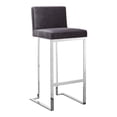 thumbnail image 2 of Home Square 30" Velvet & High Polished Steel Bar Stool in Gray - Set of 3, 2 of 7