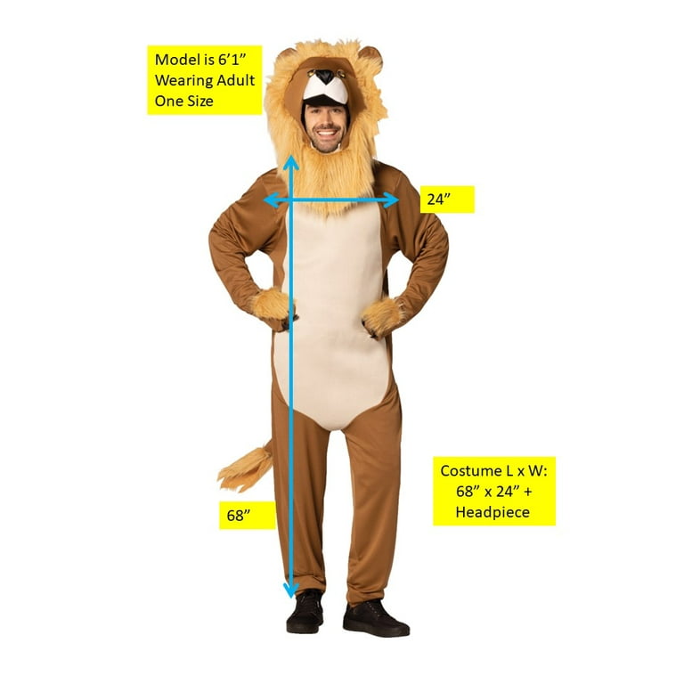Rasta Imposta Lion Halloween Costume, Men and Women's, Brown