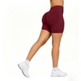 thumbnail image 7 of felwors Women's Seamless Scrunch Lifting Biker Shorts High Waisted Tummy Control for Yoga Workout Wine for Size S, 7 of 7
