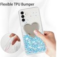 thumbnail image 3 of Luminous Glow in The Dark Case for Samsung Galaxy S24 FE, TPU Soft Bling Glitter Cover with Heart-Shaped Makeup Mirror, Fluorescent Shine Slim Protective Case for Galaxy S24 FE YGJ-Blue, 3 of 8