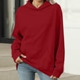 thumbnail image 4 of Jinhomg Cotton Hoodies for Women Dressy Casual Long Sleeve Solid Pullover Tops Oversized Soft Cozy Kangaroo Pocket Top Fall Winter Thermal Going Out Wear Fall Saving Wine S, 4 of 6