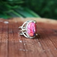 thumbnail image 4 of Pink Mohave Copper Turquoise Ring, 925 Sterling Silver, Statement Ring, Handmade Boho Jewelry, Dainty Ring, Wire Band Ring, Women's Ring***, 4 of 5