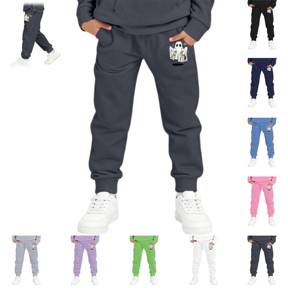 YOUYEDIAN Halloween Sweatpants for Boys Fashion Casual Sweatpants with Pockets Funny Halloween Print Pants Kids Athletic Trousers (Green, 3-4 Years)