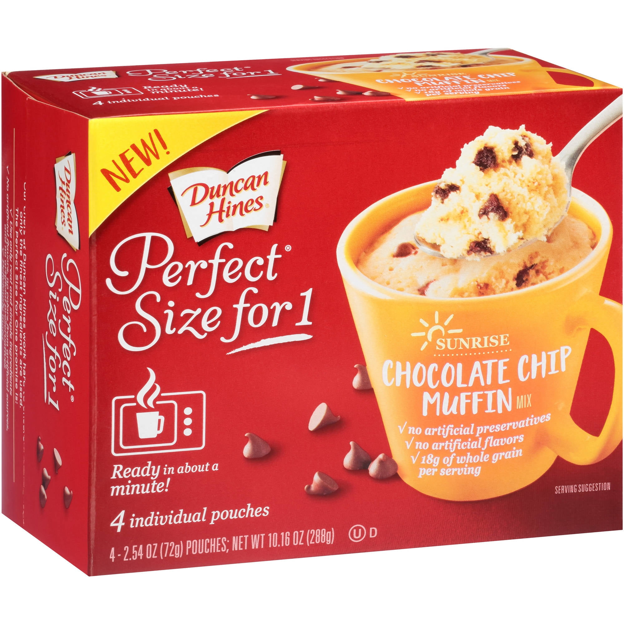 Duncan Hines Perfect Size for 1 Sunrise Chocolate Chip Muffin Mix 4-2.54 oz. Pouches by Generic