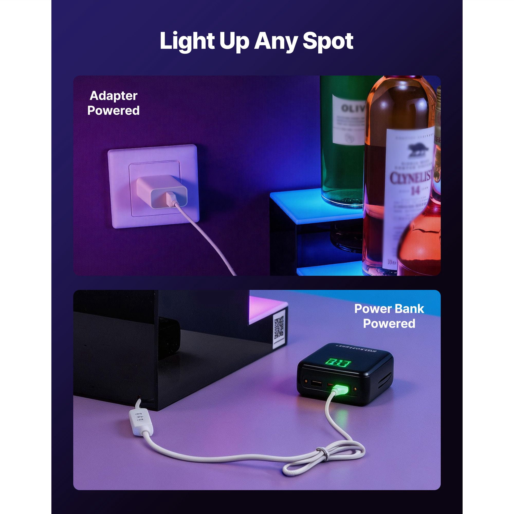 24 Inch LED Lighted Liquor Bottle Display, 2-Tier Acrylic Rack, Holds 12-16 Bottles, App & RF Remote Control, 9 Static Colors, Music Sync, for Home Bars & Commercial Displays