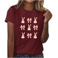 thumbnail image 1 of Tops de Cuello Redondo para las Mujeres Impreso Manga Corta Suéter Camiseta de Imitación Rack, Top Casual de Moda para el Hogar Diario Y el Trabajo, 1 of 4