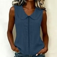 thumbnail image 3 of cocolona Womens Summer Linen Tank Tops Sleeveless Lapel Hollow Out Shirts Dressy Casual Solid Color Blouses, 3 of 3