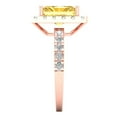 thumbnail image 3 of 3.84ct emerald cut yellow natural citrine 18k rose gold halo Bridal Wedding Engagement Promise Anniversary Ring for Women size 6.25, 3 of 7