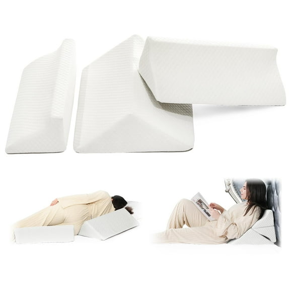 Fanwer Foam Wedge Pillows - 3in1 R-shaped, Removable Cover, Back Pain Relief (3 Count)