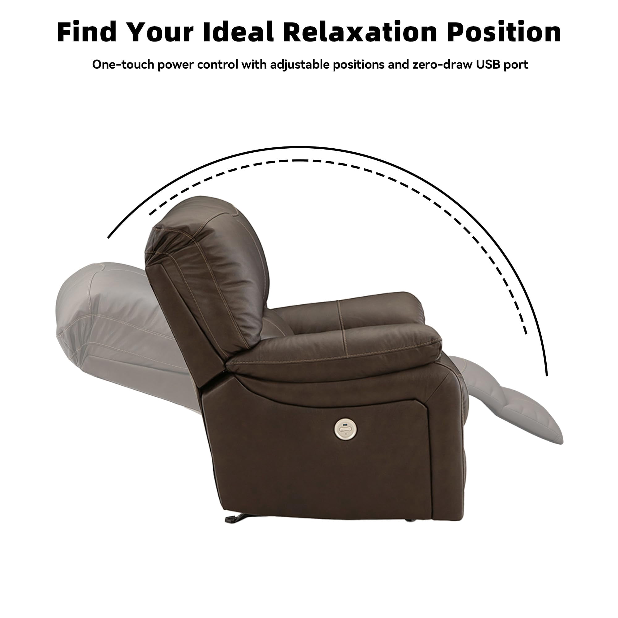 Signature Design by Ashley Leesworth Dark Brown Power Reclining Sofa