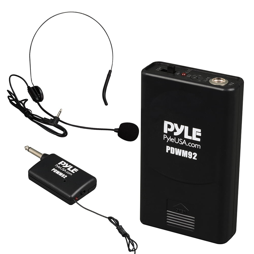 Pyle PDWM92 - Professional VHF Headset Microphone - Pro Audio Beltpack Mic Transmitter System with Adapter Receiver