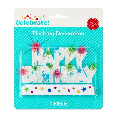 Multicolor Happy Birthday Flashing Cake Topper by Way To Celebrate