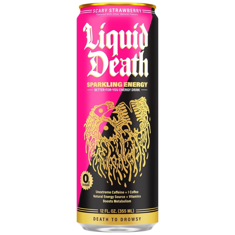 Liquid Death Sparkling Energy Scary Strawberry, 12 fl oz, 12 Pack photo 2