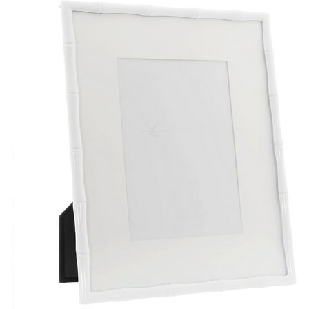 White Metallic BAMBOO matted 8x10 5x7 frame - 5x7