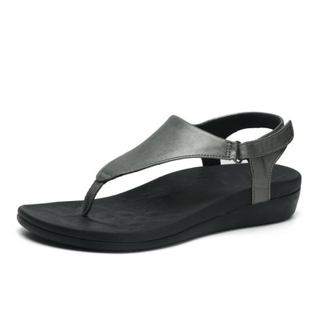 

Womens Arch Support Sandals Orthotic Adjustable Thong Flip Flops Silver 11