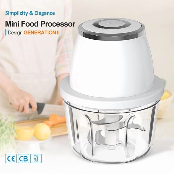 Electric Food Chopper with LED Indicator, 350ml Cordless Mini Food Processor for Garlic, Onion, Vegetables & Meat Rechargeable USB-C Blender, Baby Food Portable