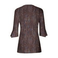 thumbnail image 4 of OKBOP Brown Ladies Tops Clearance Under $10 3/4 Sleeve Button Floral V-Neck T-Shirts Womens Shirts Under $5, 4 of 5