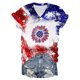 thumbnail image 1 of Blusas para las Mujeres Casual Cuello en V Manga Corta Impresa, 95% Poliéster 5% Spandex Camiseta Top para el Día a Día, Fiesta Y Ropa de Trabajo, 1 of 5