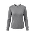 thumbnail image 2 of BXJX Womens Knit Sweaters, Long Sleeve Scallop Trim Casual Crew Neck Pullover Tops for Fall Gray Size S-3XL, 2 of 7