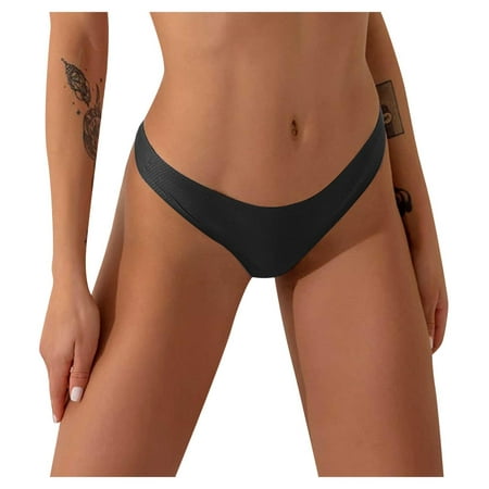 

DENGDENG Womens Thong Underwear T-Back Low Rise Seamless Sexy Solid G String Panties