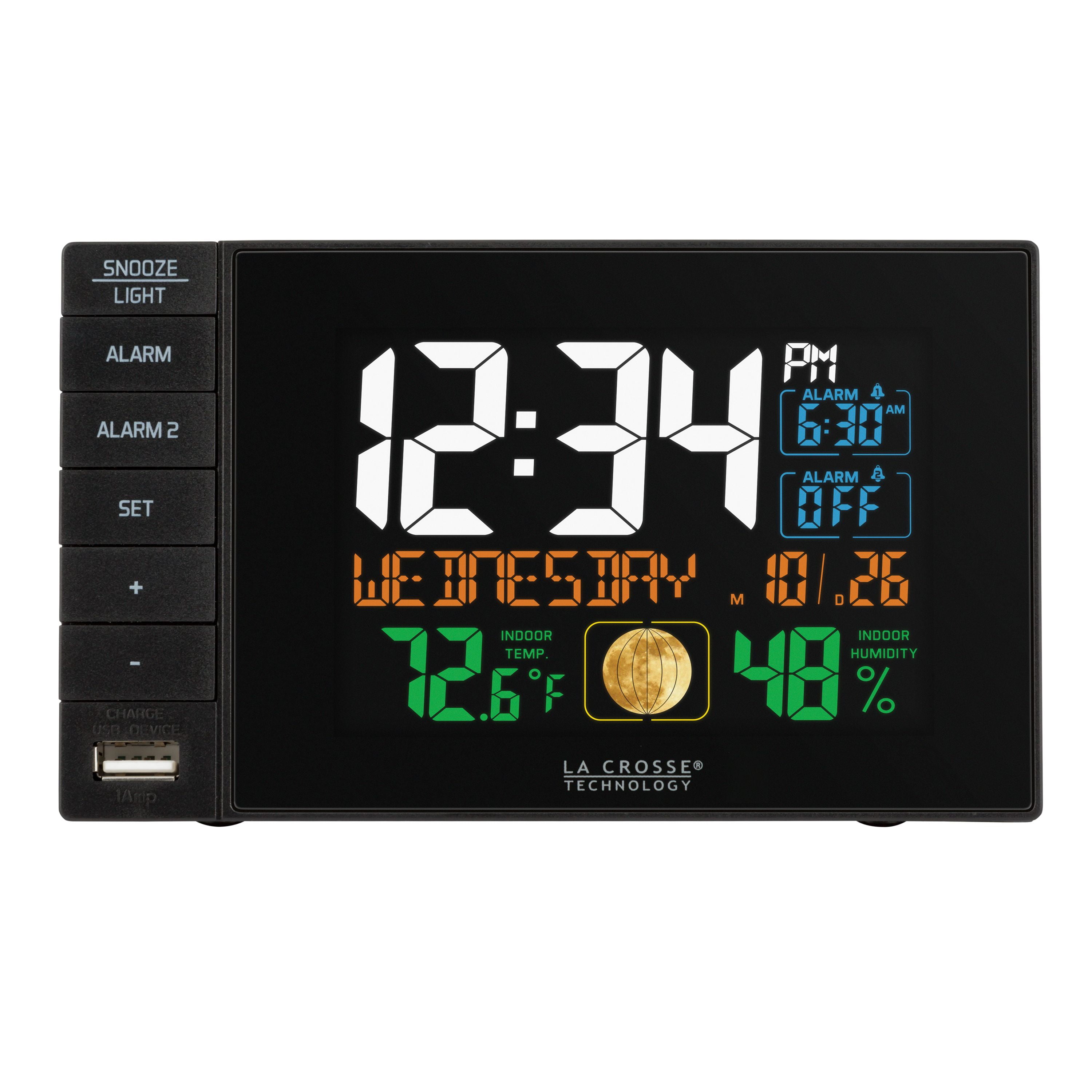 La Crosse Technology C87207 Dual Alarm Black Bedside clock with USB