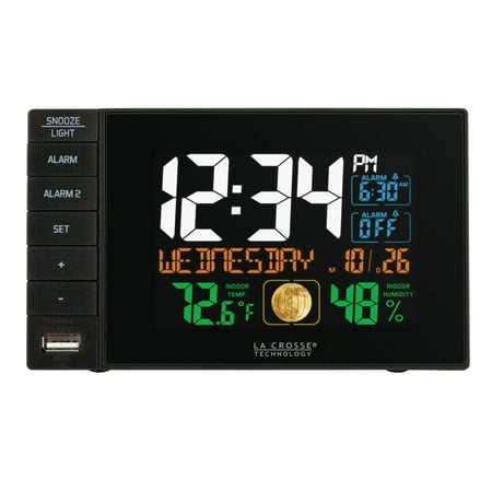 La Crosse Technology C87207 Dual Alarm Black Bedside clock with USB (Best Bedside Clock App)