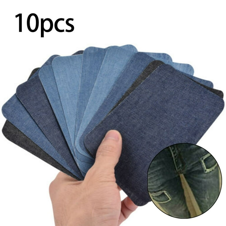 10PCS Iron Sew On Denim Fabric Patches Clothing Repair Jeans Denim