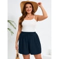 thumbnail image 2 of SHOWMALL Women's Plus Drawstring Shorts Navy Blue 3X Summer Elastic Waist Casual Lightweight with Pockets, 2 of 7