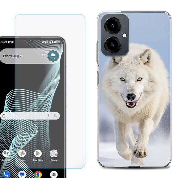 Shockproof Phone Case for Cricket Icon 2026, with Screen Protector, by OneToughShield - Arctic Wolf