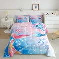 thumbnail image 2 of Castle Fairy Girls Ocean Mermaid 3 Pieces Queen Comforter Set,Marine Dreamy Princess Ultra Soft Bedding Sets,Sea Starfish Bedding Comforter Set Breathable,Lightweight Room Decor,Reversible, 2 of 8