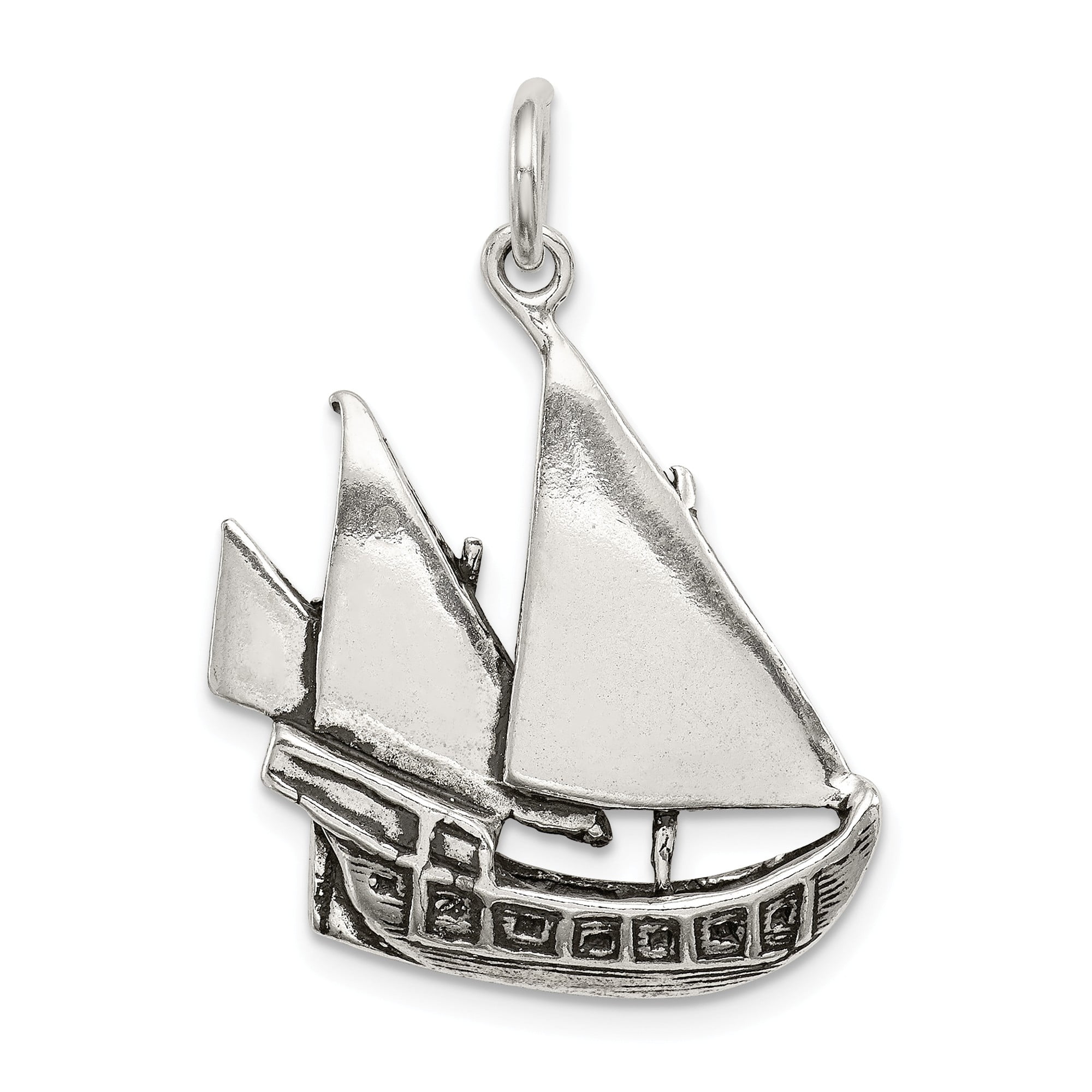 Bonyak Jewelry Sterling Silver Antiqued Boat Charm