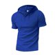 thumbnail image 1 of Camisas de Manga Corta de los Hombres Delgada con Cordón Botón Arriba con Capucha, Blusa de Poliéster Transpirable para Diario, 1 of 5