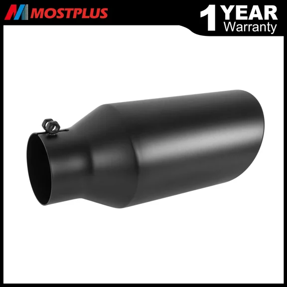MOSTPLUS Black Diesel Exhaust Tip 3" Inlet 5" Outlet 12" Long Stainless Steel Bolt On