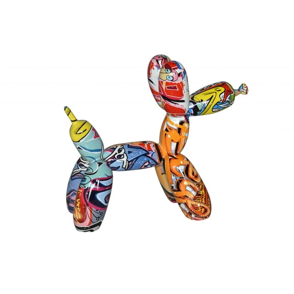 Nifao Modern Graffiti Looking Balloon Dog Statue Made of Resin – Home Decor Sculpture, 10"L x 4"W x 8"H