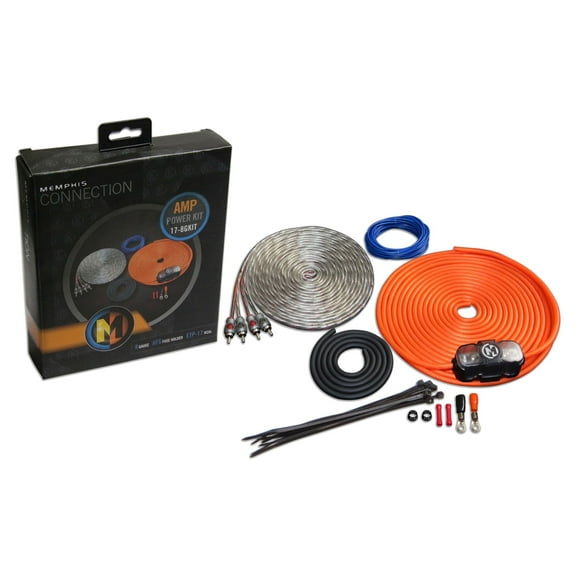 Memphis 8GKIT Memphis Audio 8GKIT 8-Gauge Amp Install Kit -AFS Fuse Holder With 60A Fuse, And A Pair Of ETP-17 17-Foot RCAs