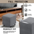 thumbnail image 3 of Ottoman Cover Square Folding Storage Ottoman Slipcovers Jacquard Stretch Cube Footrest Foot Stool Covers Protector with Elastic Band (Small,Dark Gray), 3 of 7