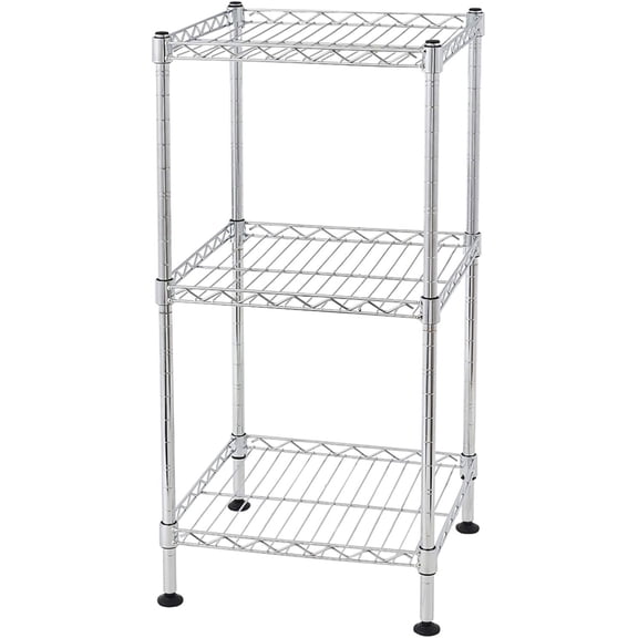 BoldGear 3-Tier Wire Shelving Rack Metal Storage Shelf Unit for Laundry Bathroom Kitchen Pantry Closet, Silver 11.81" W x 11.81" D x 23.62" H