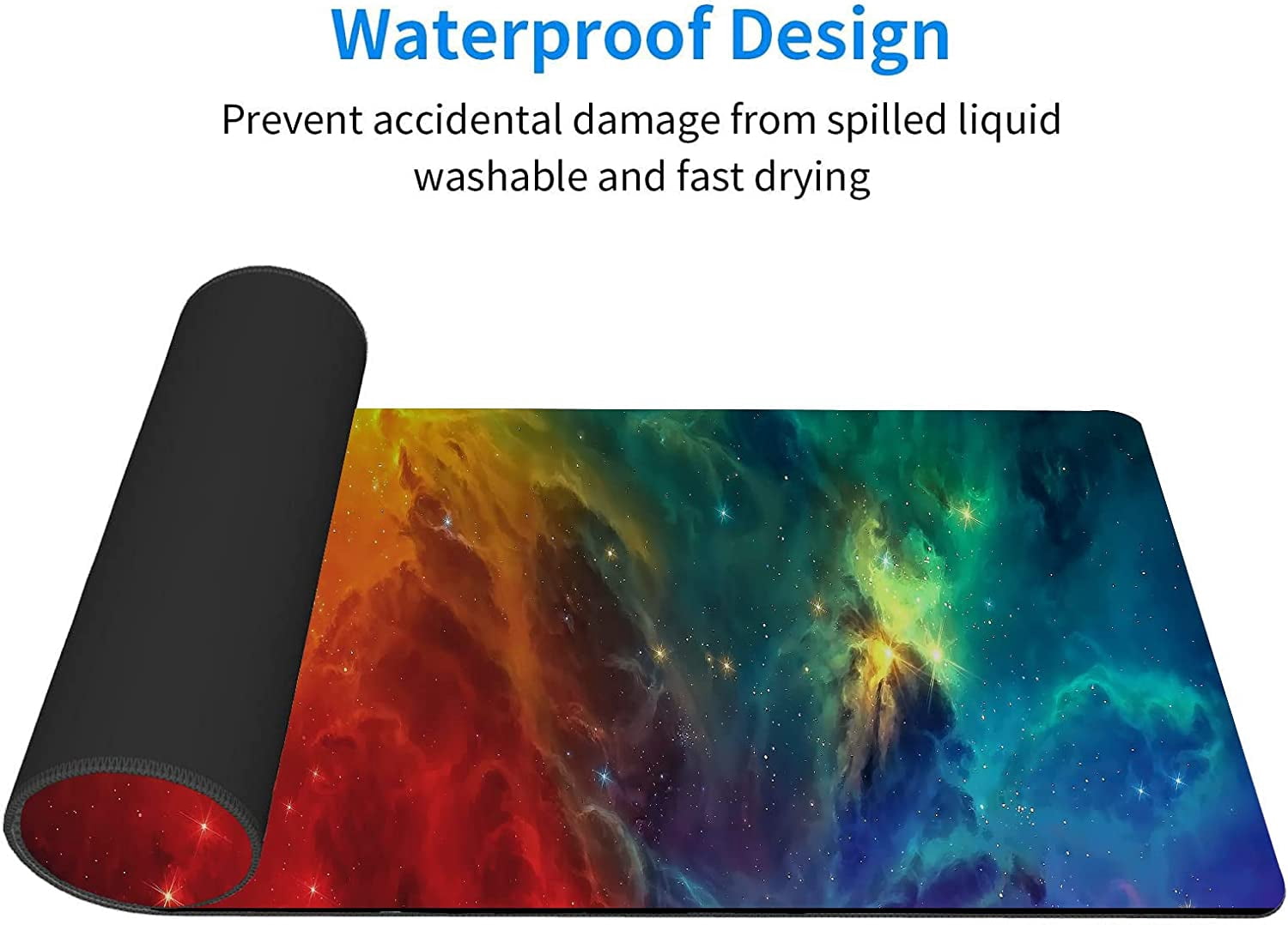 Mouse Pad Fantasy Galaxy Design 31.5x11.8 Inch Non-Slip Large Gaming Mouse Pad, Red and Blue Starry Office Desk Mouse Mat, Waterproof Rectangle Shape Rubber Mousepad for Wireless Mouse Laptop BDZZSE6