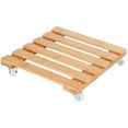thumbnail image 3 of Bamboo With Roller Mobile Flower Plate Base Mat-Bamboo Movable Potted Plant Flower Shelf Storage Rack Tray with Wheels for Outdoor Patio Garden, 3 of 7