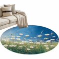 thumbnail image 2 of Area Rug 48in, Watercolor Wildflower Flower Leaves Floor Carpet Living Room Rug, Oil Painting Art Non-Slip Welcome Mat Indoor Rugs for Bedroom Dining Room, 2 of 9