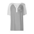 thumbnail image 4 of Yigetop Short Sleeve Henley Shirts for Women, Womens Fashion Short Sleeve Tops Basic Tunic T Shirts Casual Button Down Half Sleeve Blouses Tshirts Shirts for Women Grey M, 4 of 5