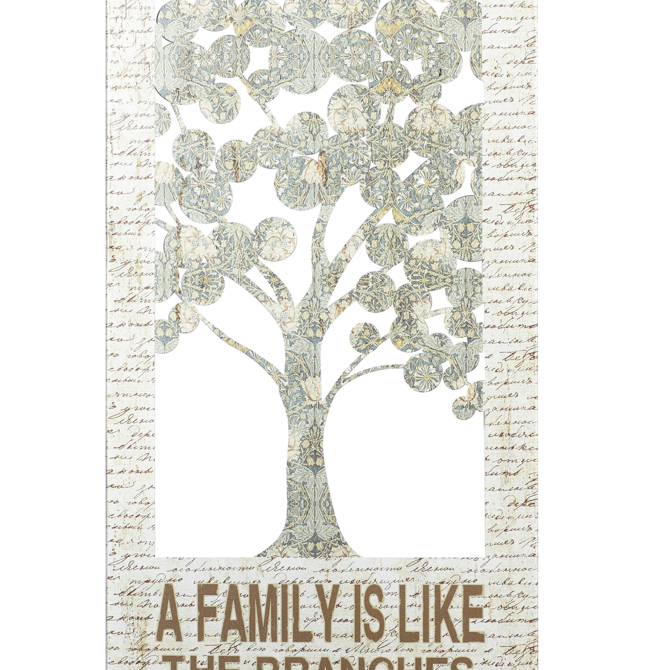 DecMode Farmhouse Wood Tree and Inspirational Quotes Designed Wall Décor with Glossy Beige Finish, 12"W x 36"H