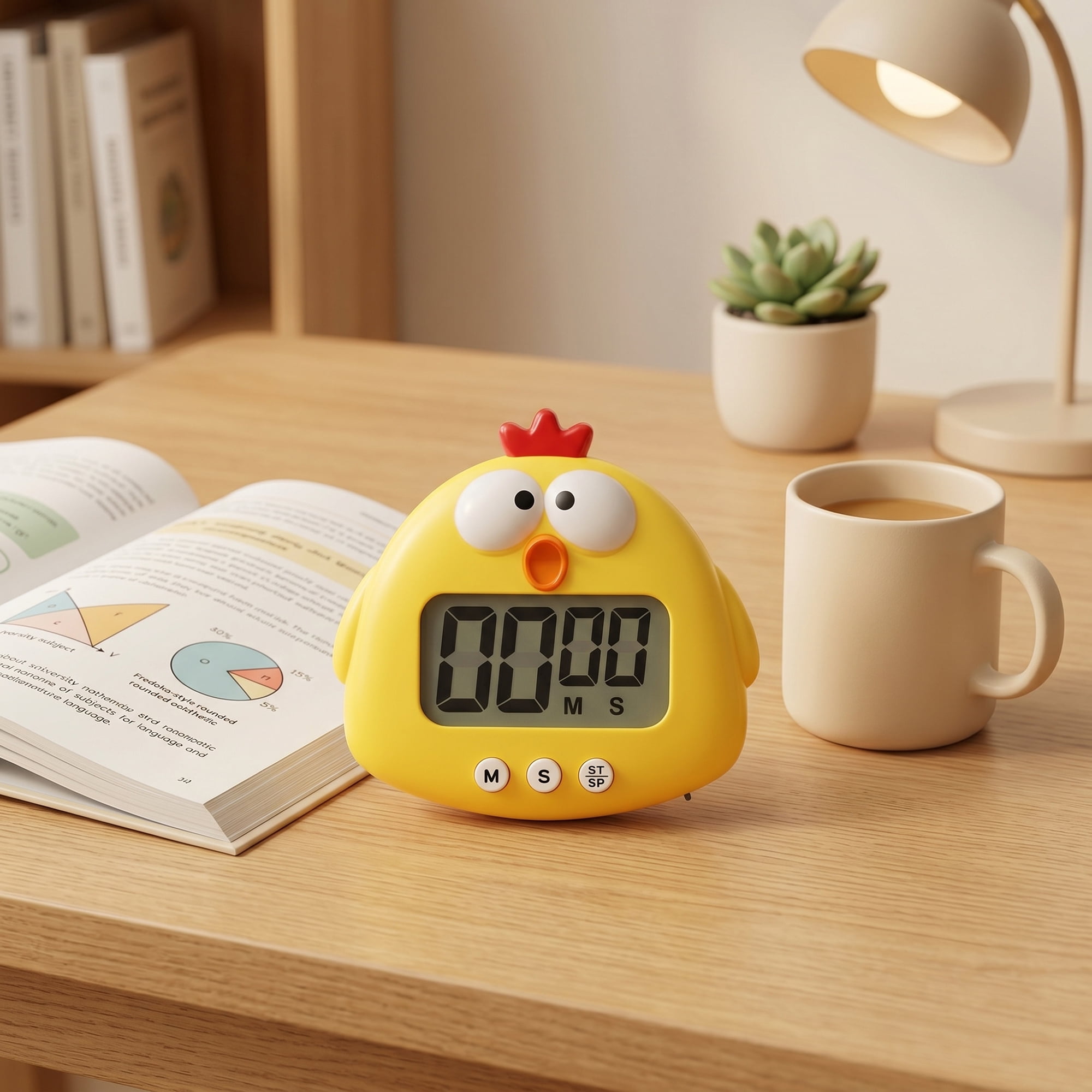 Unique Bargains Digital Kitchen Timer with Loud Alarm and Magnetic Backing Yellow Chick
