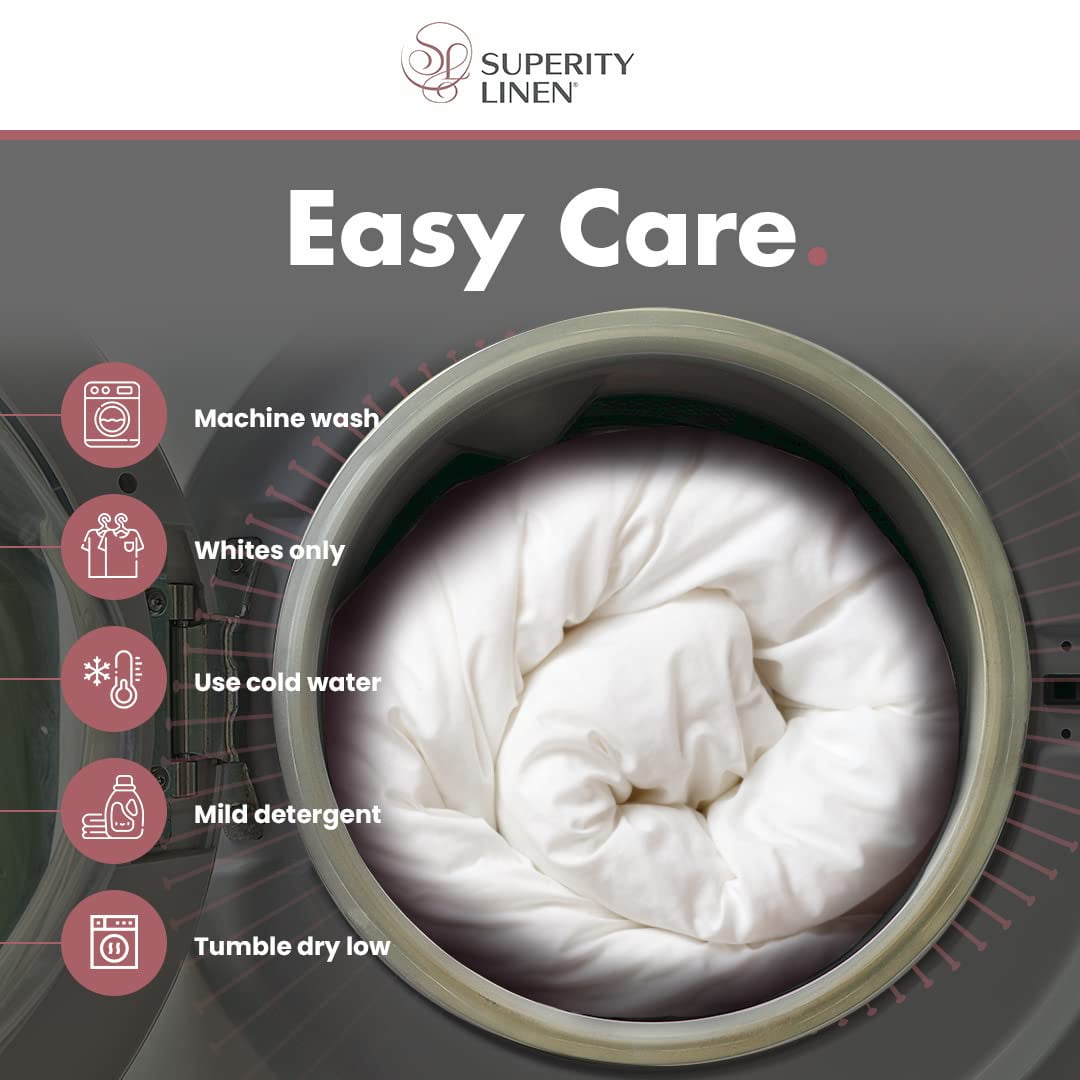Superity Linen White Polyester Breathable Duvet Cover, Queen Size