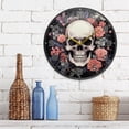 thumbnail image 4 of Coolnut Skull Flowers Wall Clock Round Silent Non Ticking Battery Operated Accurate Arabic Numerals Design Clocks for Home Kitchen Living Room Bedroom 9.5inch Home Decor, 4 of 6