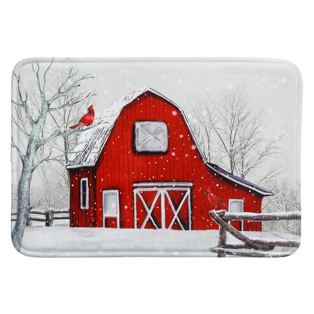 Tapis En Mousse À Mémoire De Forme Avec Impression Numérique (WinterS Coming - Barn In Winter)