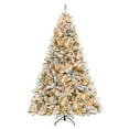thumbnail image 1 of Costway 8 FT Pre-Lit Christmas Tree 3-Minute Quick Shape Flocked Decor with 600 LED Lights, 1 of 10