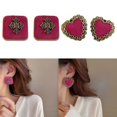 thumbnail image 2 of Sweet Rose Pink Cloth Stud Earrings Fashion Piercing Earrings Elegant Corss Heart Ear Stud Jewelry Gift for Women Girls, 2 of 4