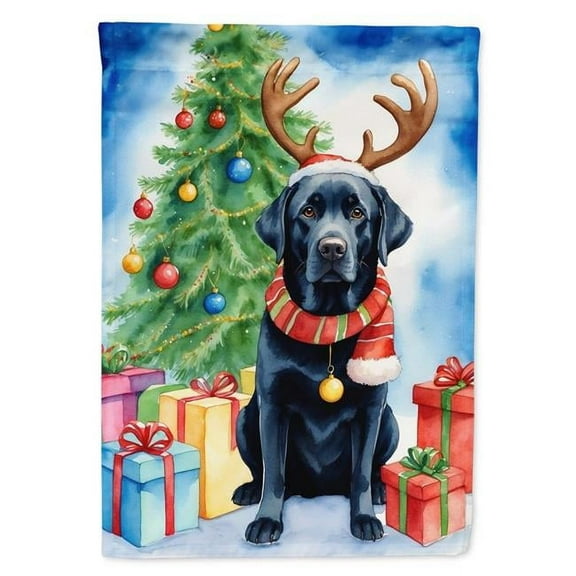 Black Labrador Retriever Christmas Reindeer Garden Flag
